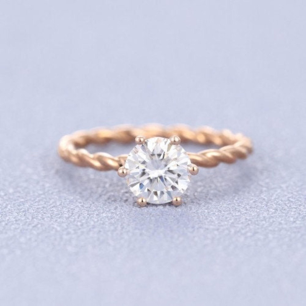 Classic round engagement ring Solitaire diamond ring vintage 6 prong Solitaire ring Dainty Round Cut Solitaire Engagement ring for women
