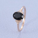Black engagement ring vintage Rose gold onyx engagement ring for women Round moissanite Cluster wedding Promise gift