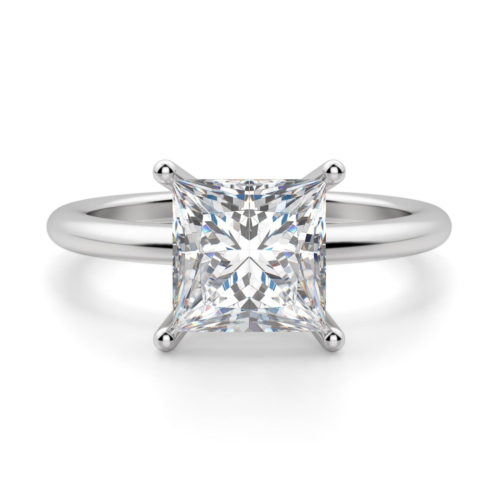 Princess Cut Diamond Basket Set Solitaire Engagement  Ring For Women