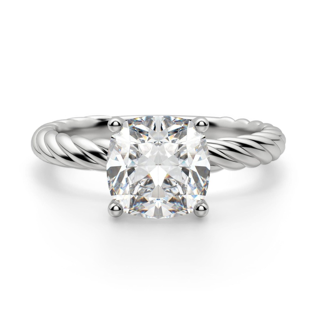 Cushion Cut Diamond Fiji Set  Solitaire Engagement Ring For Women