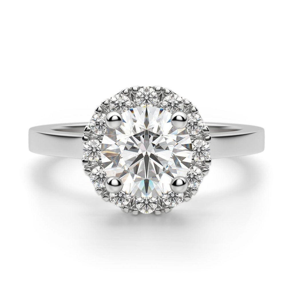 Round Cut Diamond Halo Engagement Ring For Women
