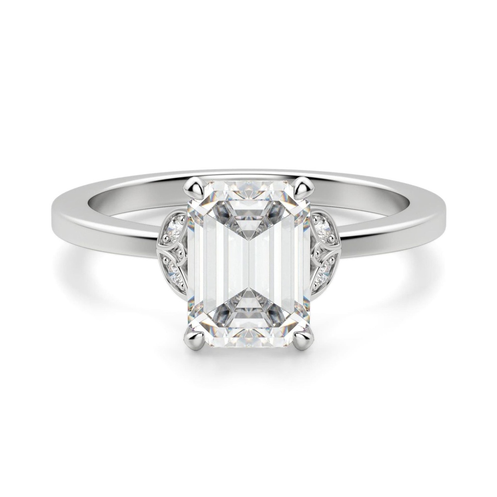 Emerald Cut Diamond Art Deco 5 Stone Engagement Ring For Women