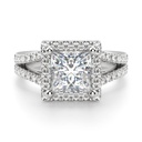 Princess Cut Diamond Split Shank Halo Anniversary Ring