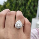  Pear cut Moissanite engagement ring art deco silver/white gold unique ring diamond wedding promise ring christmas gift