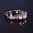 Three Stone Moissanite Engagement Ring 14k Rose Gold Vintage Diamond Wedding for women art deco Ring