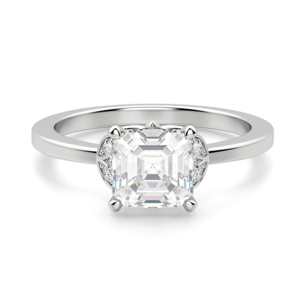  Asscher Cut Diamond Art Deco 5 Stone Engagement Ring For Women