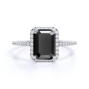 Emerald Cut Black And White Diamond Ring