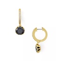 Round Cut Prong And Channel Setting Black And White Diamond Drop Earrings