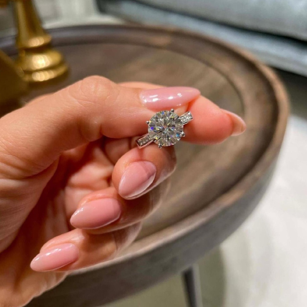 Round Cut Diamond With Accents Engagement Ring For Women