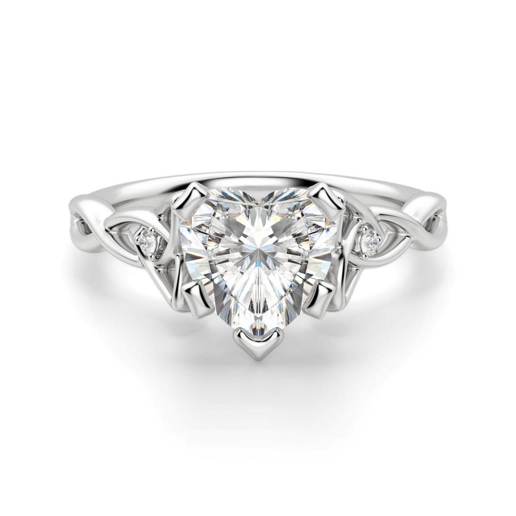 Heart Cut Diamond Twisted 3 Stone Anniversary Ring for Women
