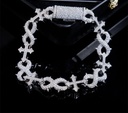 Men Jewelry Iced Out  Width Silver Infinity Link Bracelet With Cross Charm