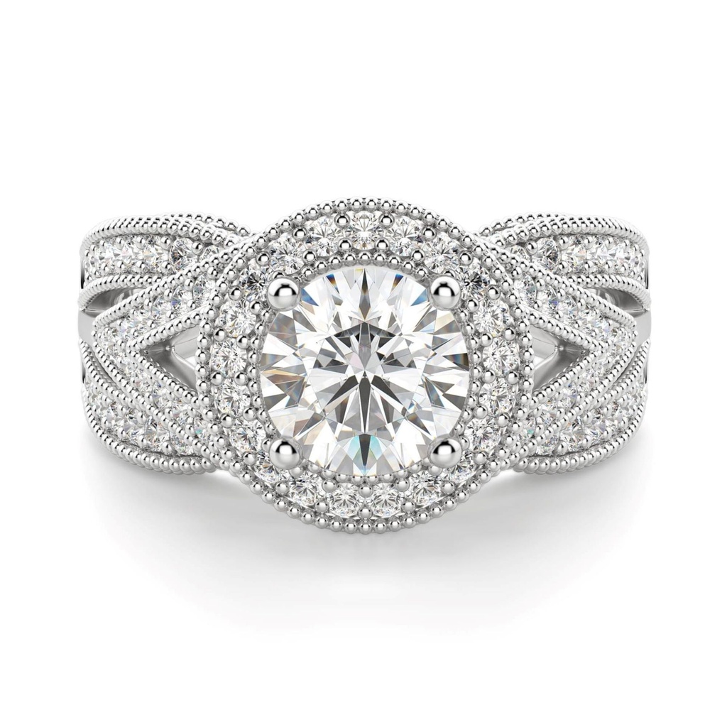 Round Cut Diamond Vintage Unique Style Anniversary Ring for Women