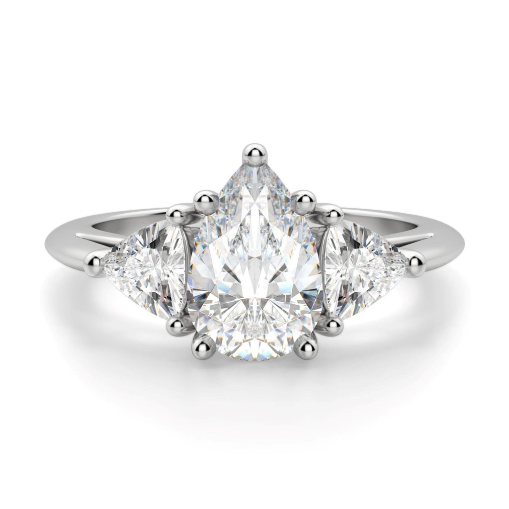 Pear Cut Diamond Three Stone Engagement Ring for Women