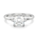 Asscher Cut Diamond Three Stone Engagement Ring For Women