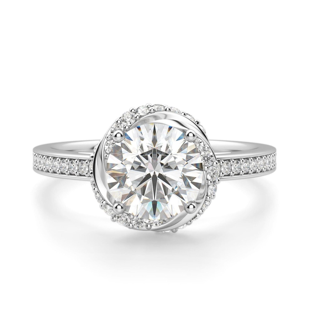 Round Cut Diamond Floral Shape Engagement Ring For Women