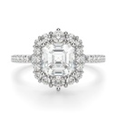 Asscher Cut Diamond Halo With Accents Engagement Ring for Women
