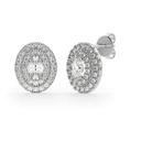 Oval Cut Diamond Double Halo Stud Earrings  For Women