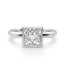 Princess Cut Diamond Bezel Cut Solitaire Engagement Ring For Women