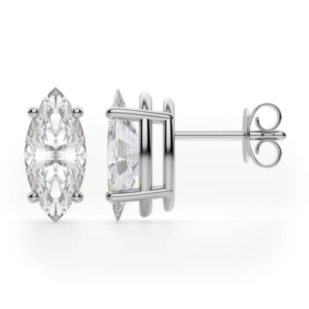 Marquise Cut Diamond Basket Set Stud Earrings For Women