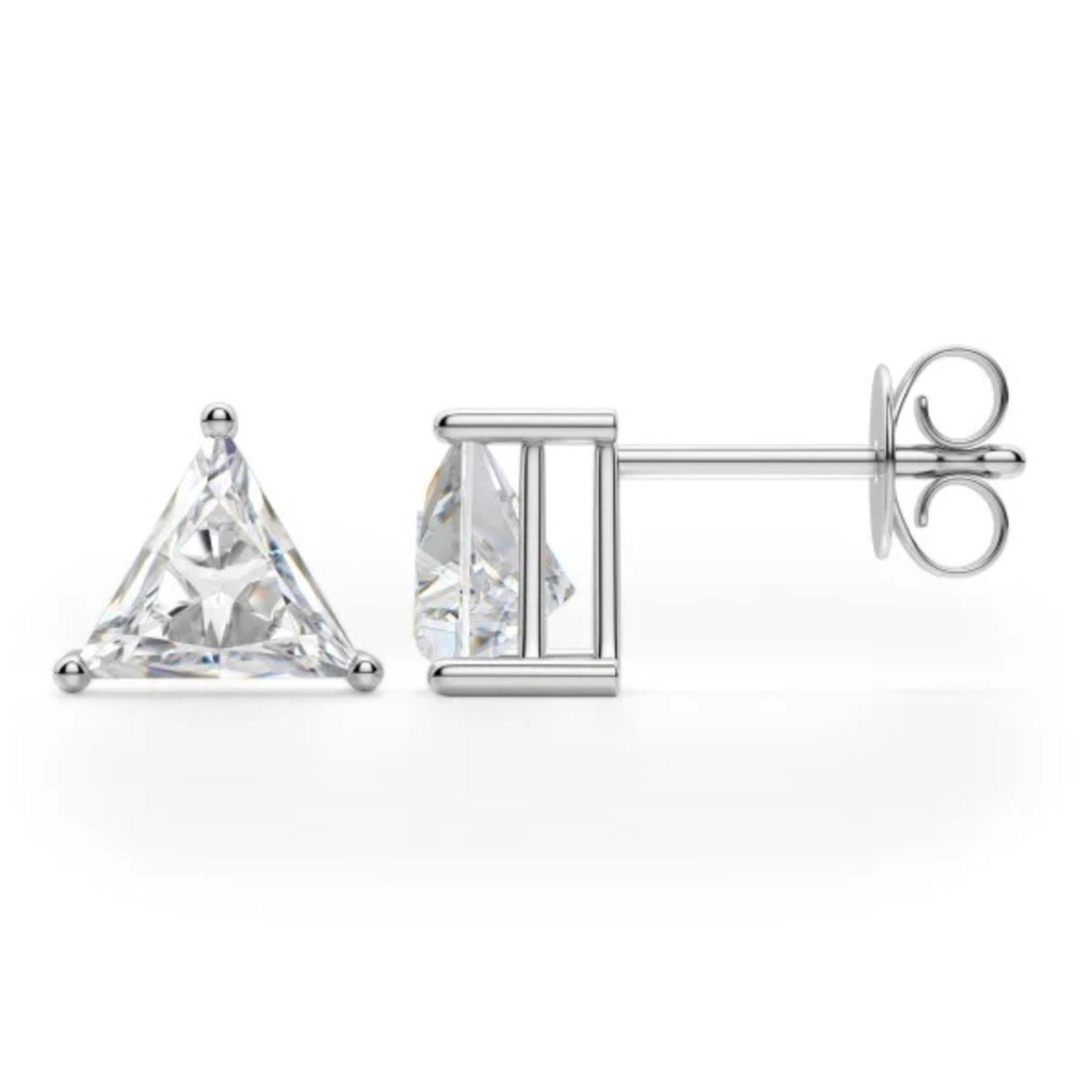 triangle Cut Diamond Push Back Stud Earrings For Women