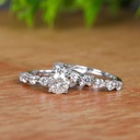 Round Cut Diamond With Accents Bridal Set Ring for Women