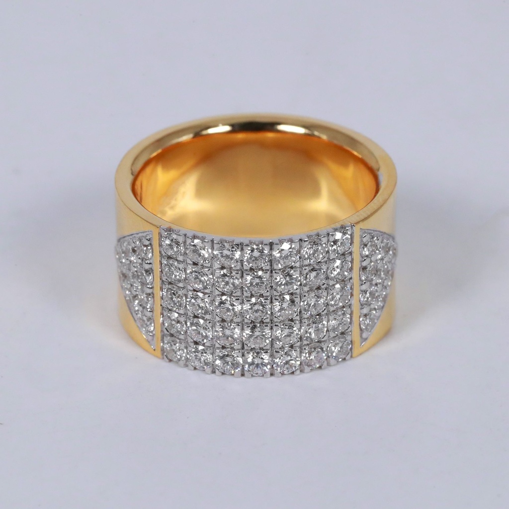 Trendy hip hop diamond band for men crafted in 14 kt yellow gold lab grown diamond ring