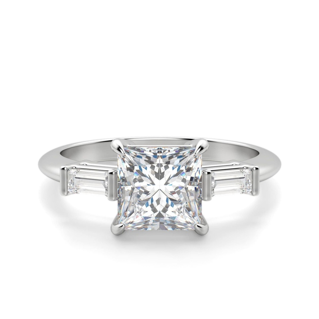 Princess Cut Diamond Three Stone Engagement Ring For Women