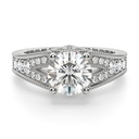 Round Cut Diamond Split Shank Vintage Anniversary Ring For Women