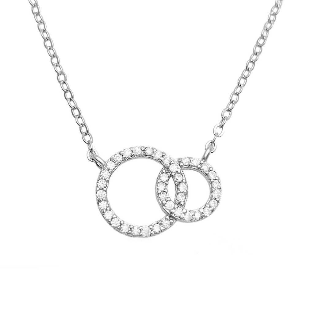 Round Cut Diamond Double Circle Necklace Elegant Jewelry Gift For Women