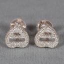 Unique Heart Shape Design Earring In 14 KT White Gold With Lab Created Round Cut Diamond Earring For Women