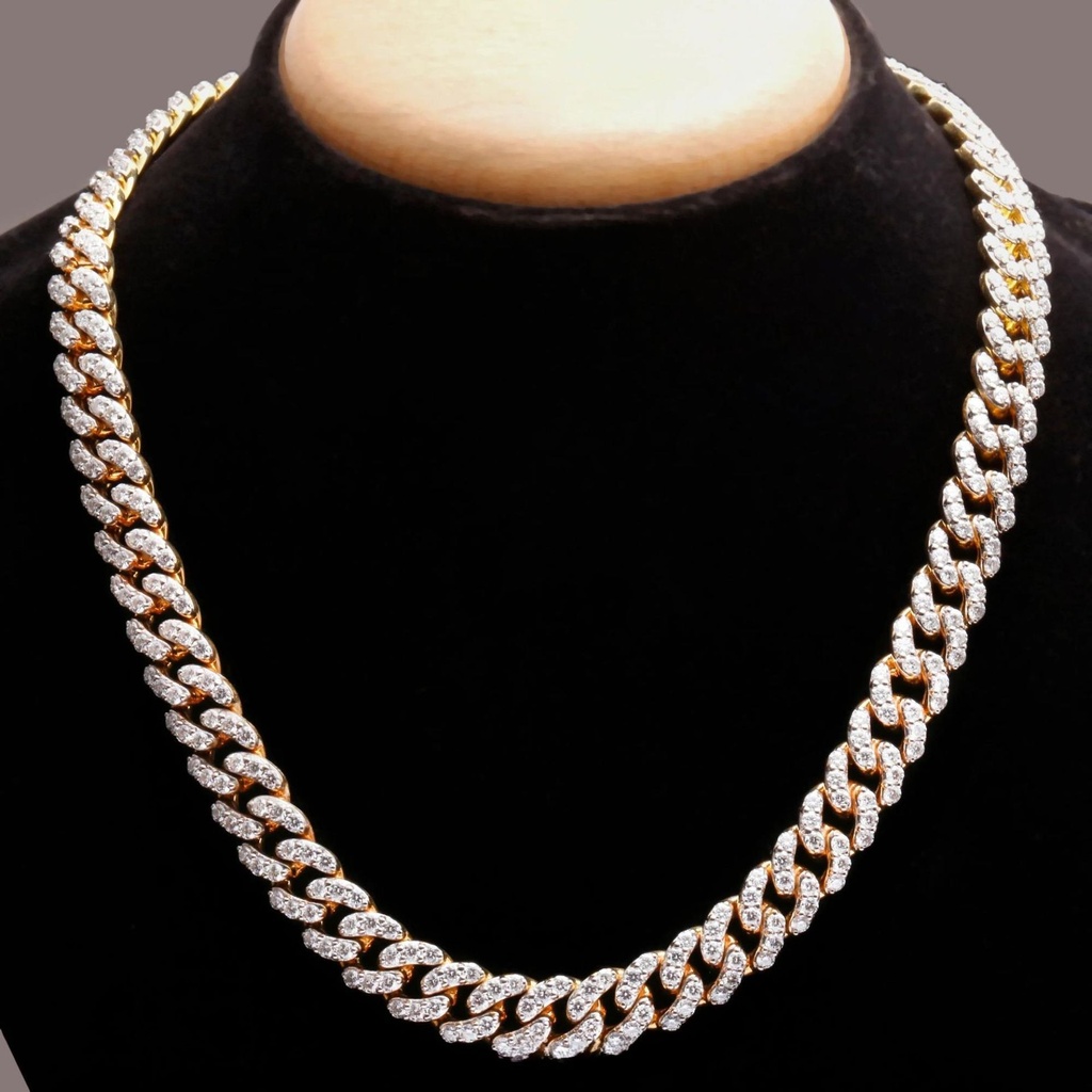 Round Cut Diamond Miami Cuban Chain Necklace For Men