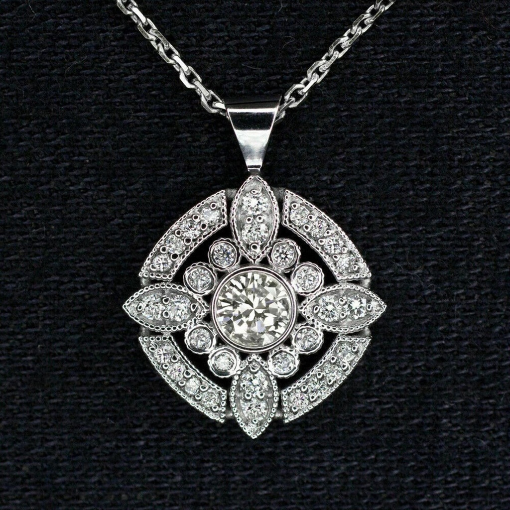 Round Cut Diamond Unique Style Pendant For Women