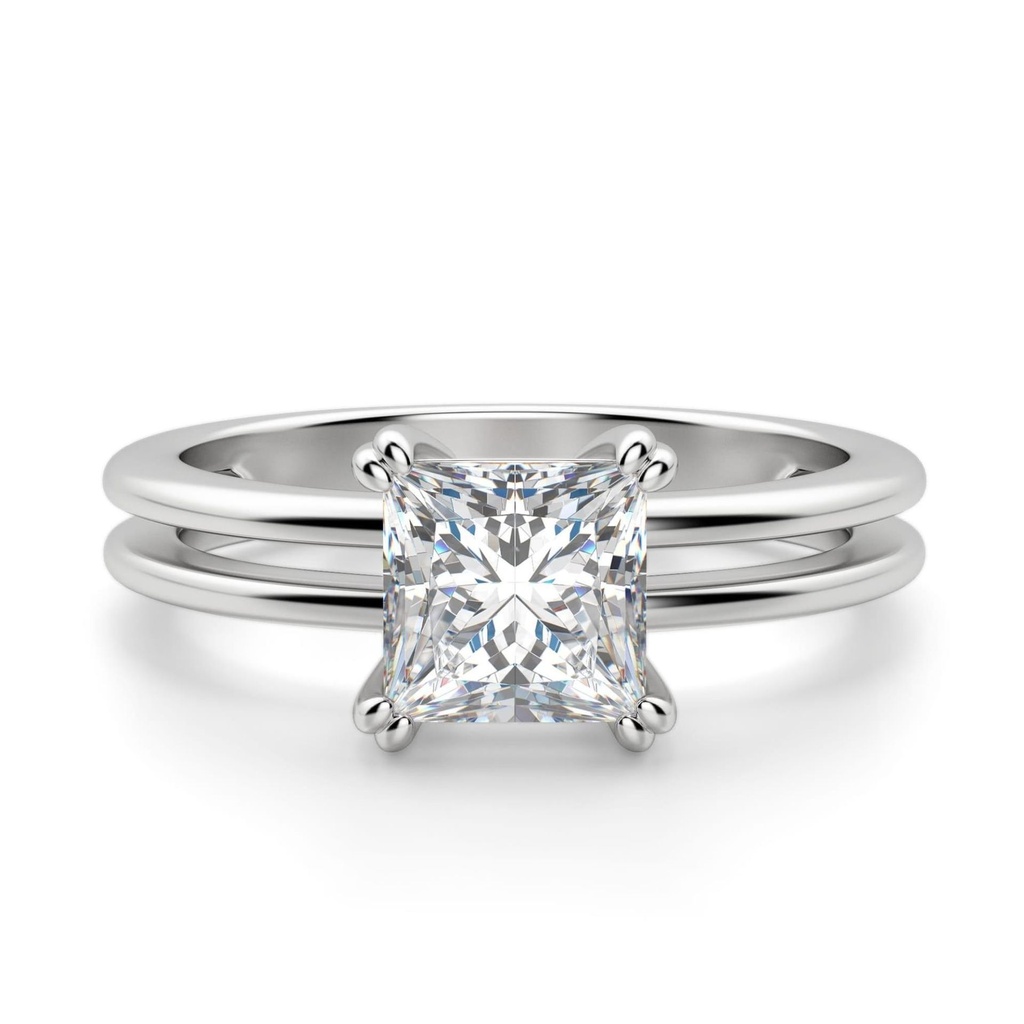 Princess Cut Diamond Solitaire Bridal Set For Women