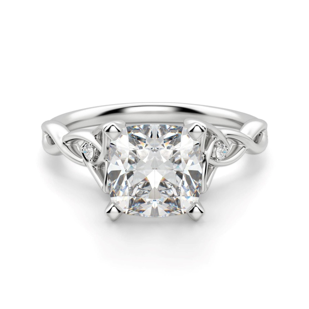Cushion Cut Diamond Twisted 3 Stone Anniversary Ring For Women