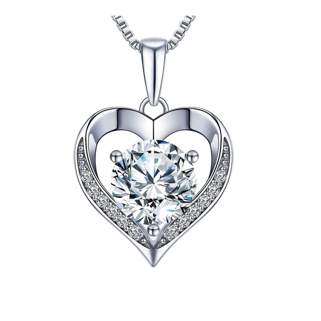 Round Cut Diamond Heart Shape Pendant For Women