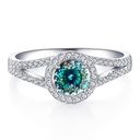  Portuguese Cut Blue Moissanite Engagement Ring, Halo With Split Shank Wedding Ring, Ring For Women, Anniversary Gift