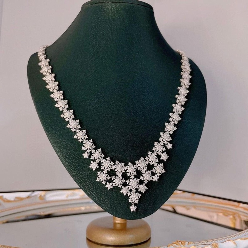 Round Cut Diamond Full Heavy Necklace For Women