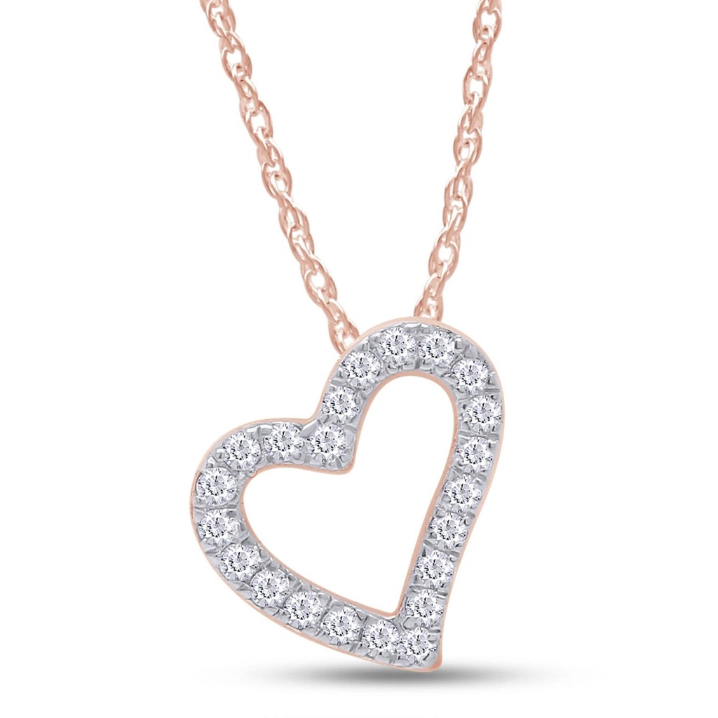 Round Cut Diamond Tilted Heart Shape Necklace For Women