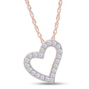 Round Cut Diamond Tilted Heart Shape Necklace For Women