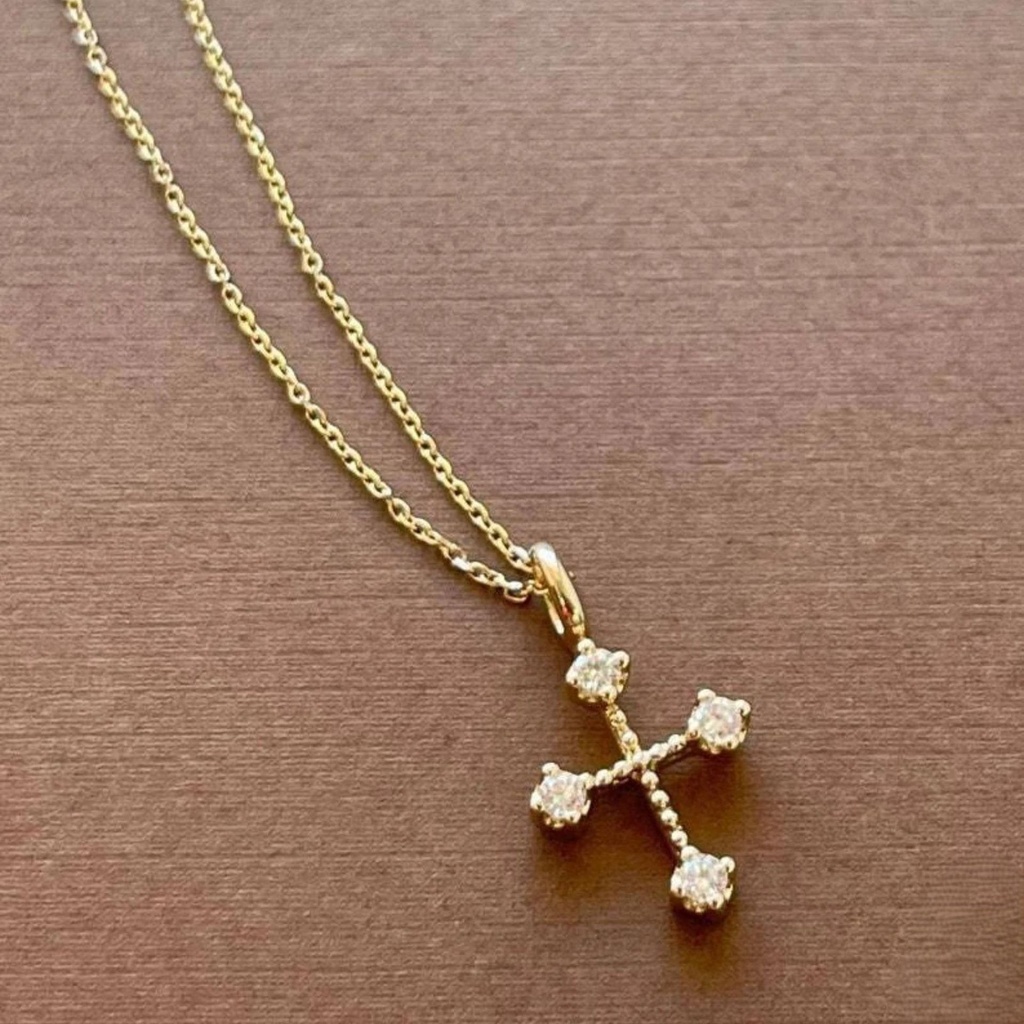 2.20 MM Round Cut Cross Pendant For Women