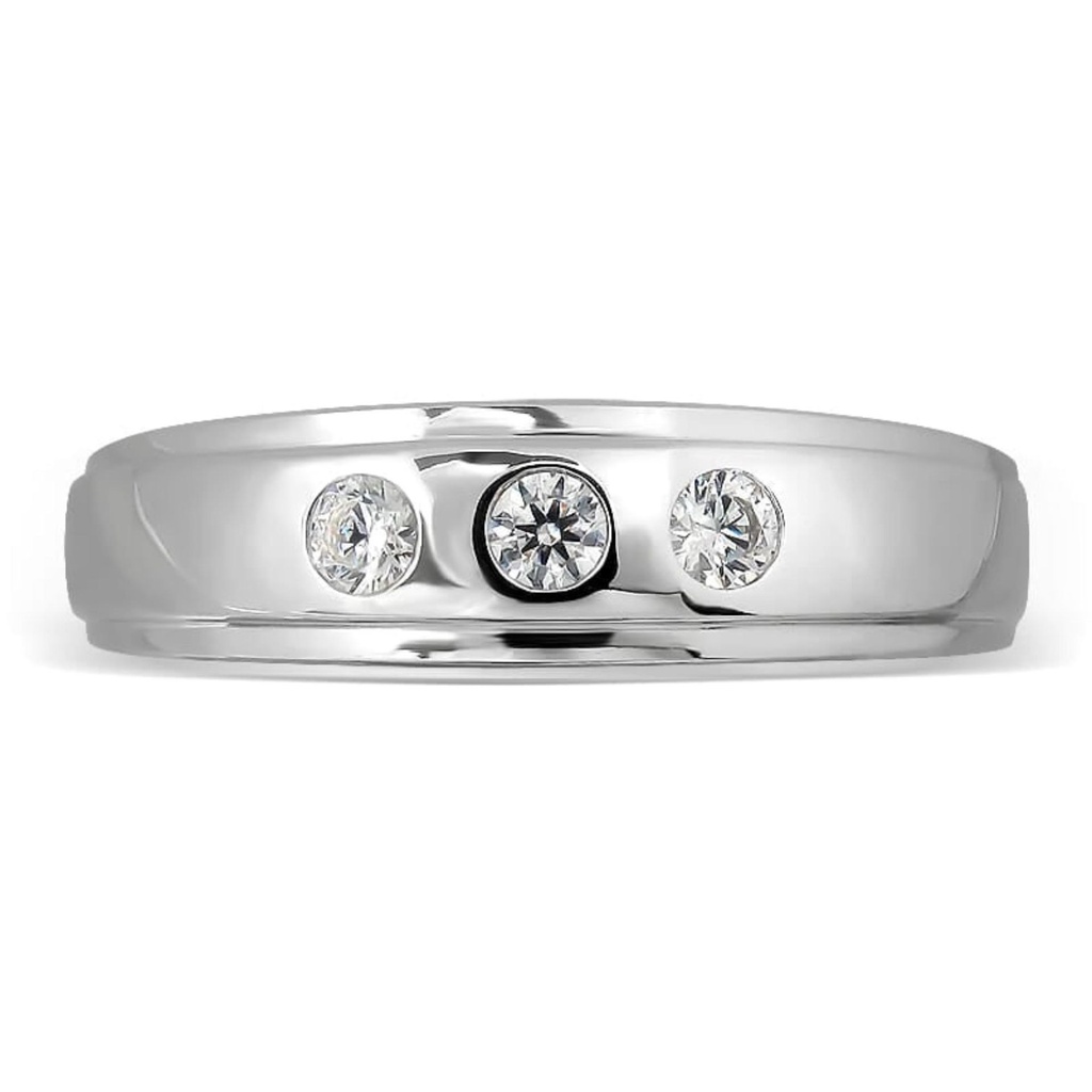 Round Cut Diamond 3 Stone Anniversary Ring For Men