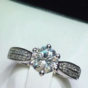  Round Cut Solitaire With Accents Six Prong Ring in 925 Sterling Silver Ring For Engagement