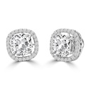 Cushion Cut Diamond Halo Stud Earrings For Women