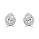 Pear Cut Diamond Halo Stud Earrings For Women