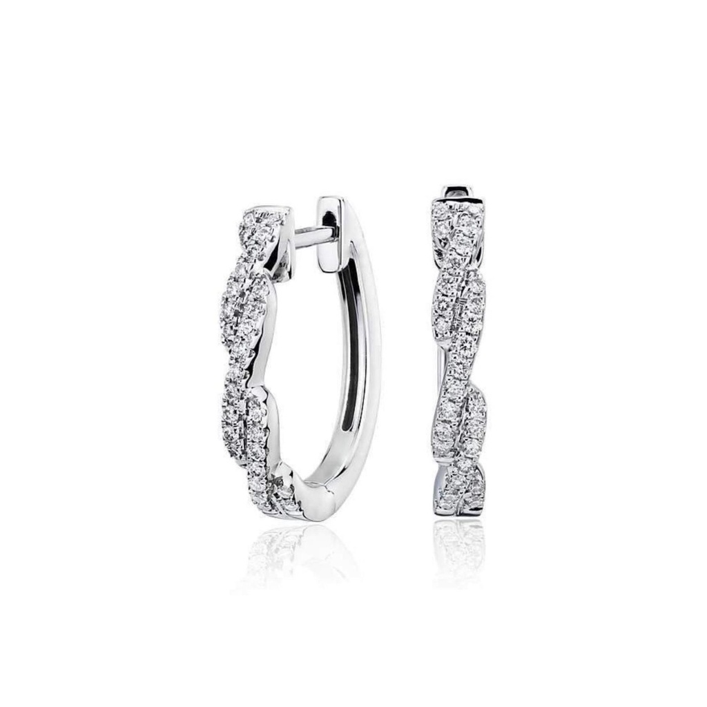 Round Cut Diamond Twisted Huggie Hoop Earrings for Women