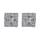 Square Multi Stone Iced VVS Moissanite Daimond Earrings