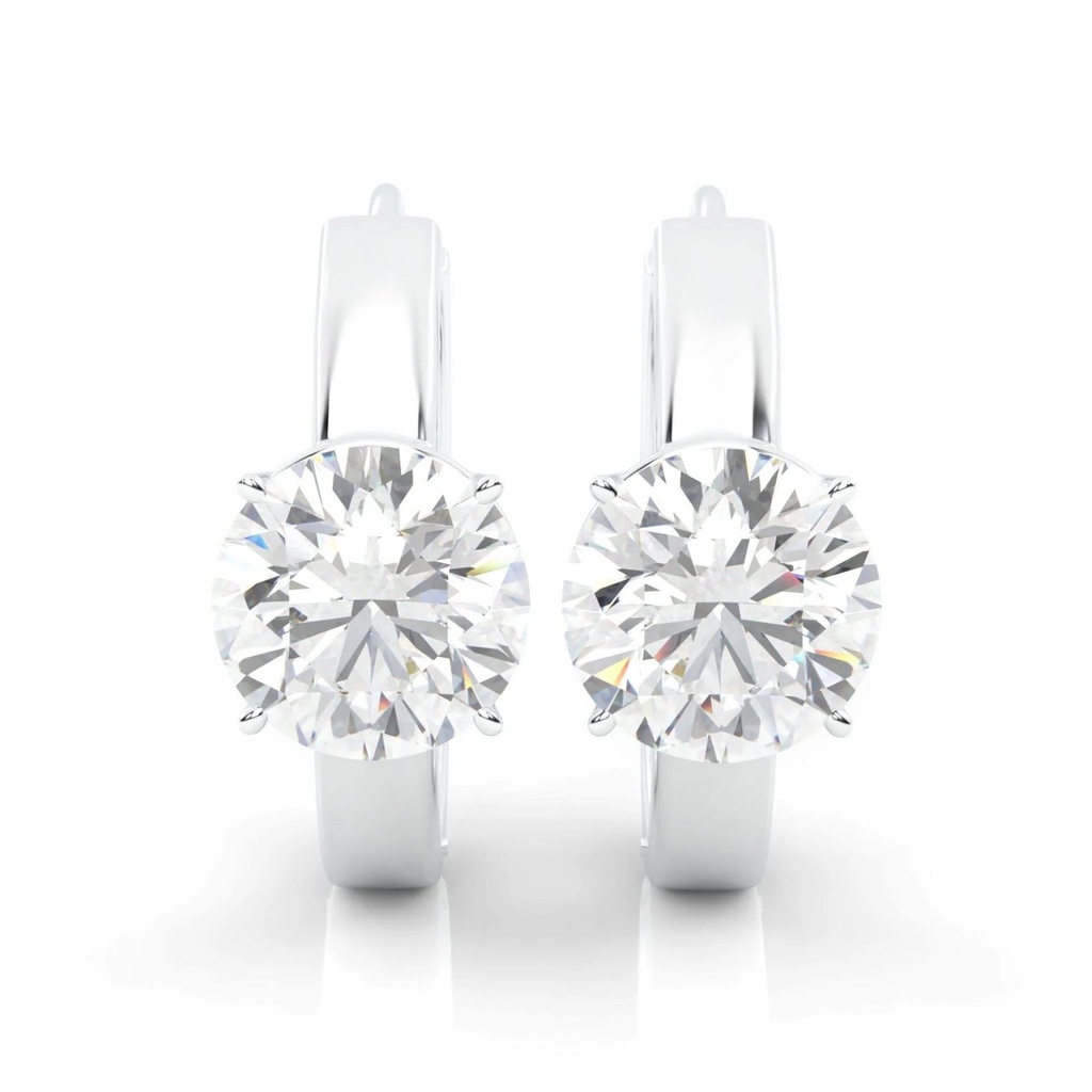 Round Cut Diamond Huggie Hoop Earrings for Women
