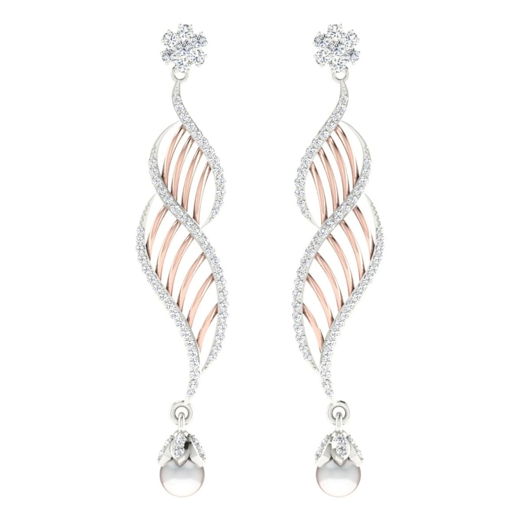 Round Cut Diamond Unique Drop Dangle Big Earrings For Women