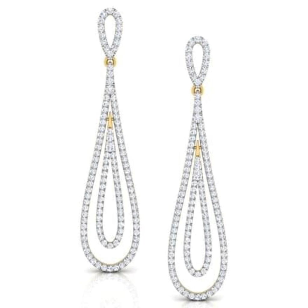 Round Cut Diamond Unique Big Drop Dangle Earrings For Women