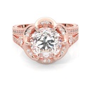 Round Cut Diamond Art Deco Split Shank Anniversary Ring For Women